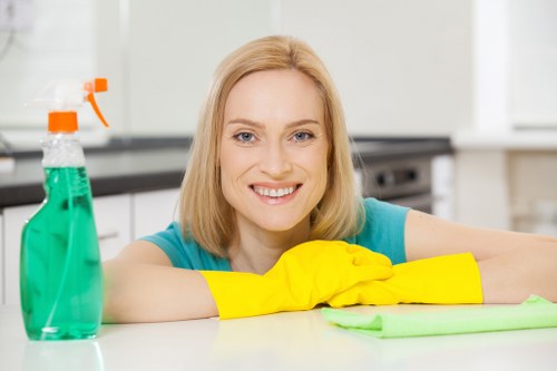 Carpet cleaner preparing equipment safely in a home environment